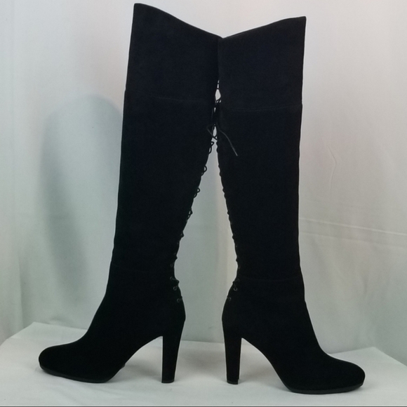 Stuart Weitzman Black Suede Over The Knee Boots 8 - Picture 5 of 9